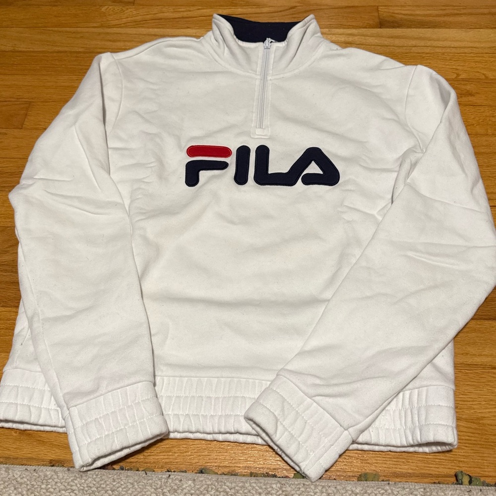 Women’s Fila White Quarter-Zip Sweatshirt